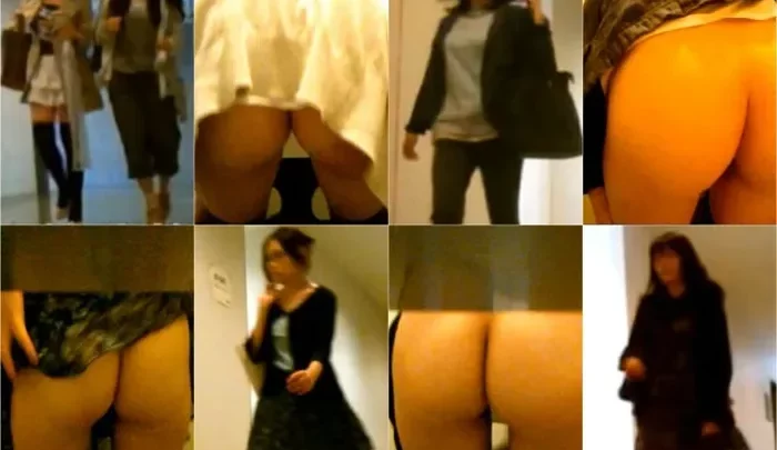 女子大生トイレ 27 – トイレ個室で覗かれた大人っぽい美人・眼鏡の清楚系・真面目そうな3人の女子大生