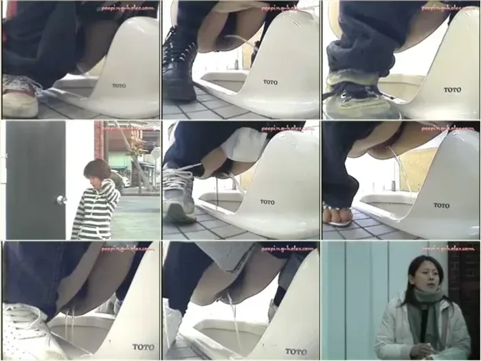 動画を再生:和式トイレでの盗撮映像。隠しカメラで捉えた素人女性のトイレ行為。