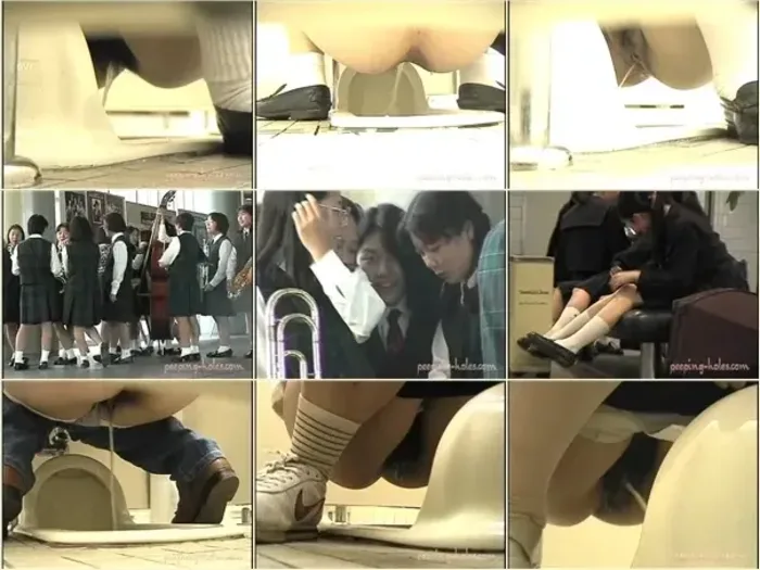 動画を再生:文化祭の学校トイレに仕掛けた隠しカメラで女子中学生を盗撮