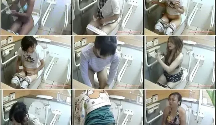 和式トイレ盗撮 – 覗き穴からこっそり盗み見るトイレ盗撮映像
